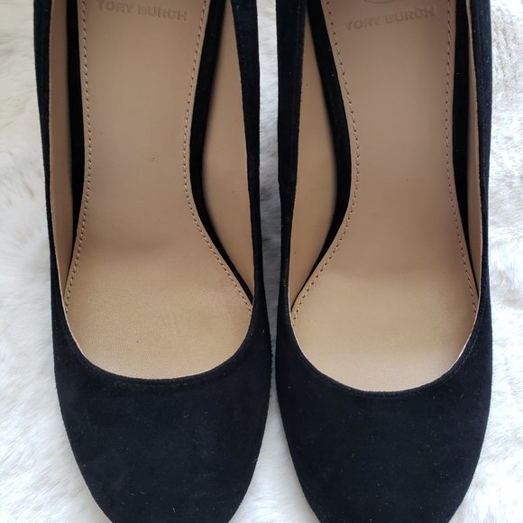 NIB Tory Burch Elizabeth 85mm Round Toe Suede Pump Black Size 5.5M - Picture 6 of 10